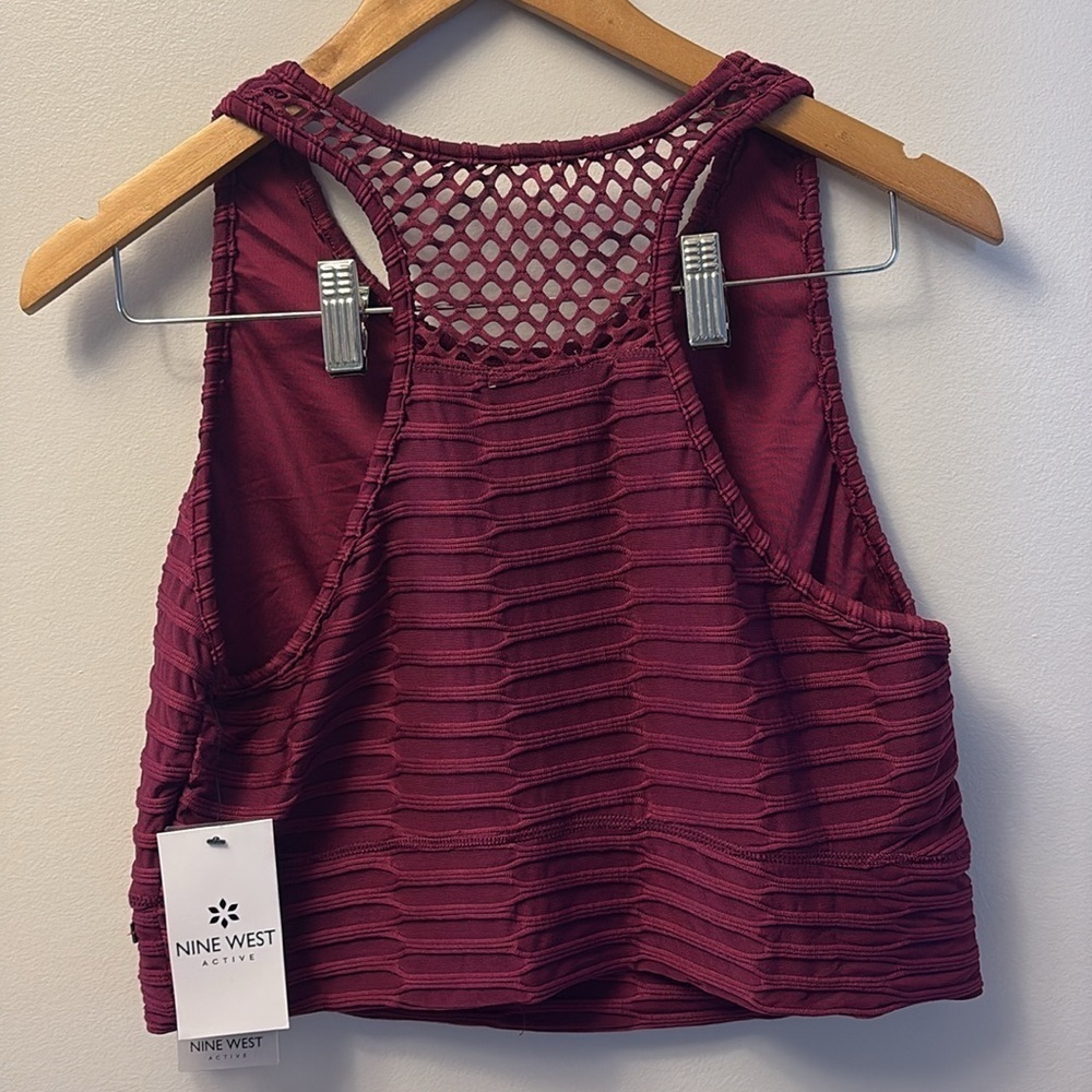 NWT Nine West Active Burgundy Textured Racer Back Sports Bra Size 1X - Picture 4 of 6
